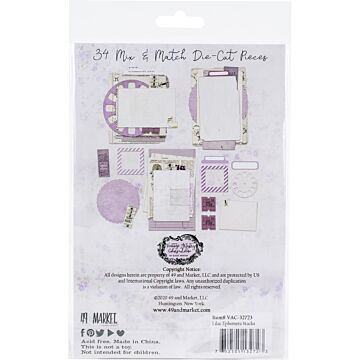 49 and Market Vintage Artistry Lilac Ephemera Stack-34/Pkg