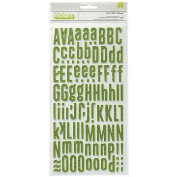 American Crafts Thickers Stickers-Doll Green Glitter Alphabet 184/Pkg