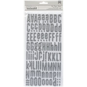 American Crafts Thickers Stickers-Doll Silver Glitter Alphabet 186/Pkg