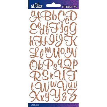 Sticko Tiny Alphabet Stickers-Copper Glitter Script