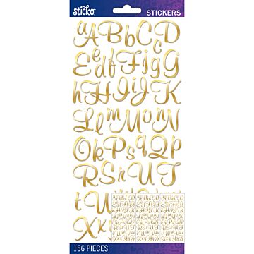 Sticko Alphabet Stickers-Alpha Medium Stickers - Gold Foil Script