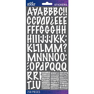 Sticko Alphabet Stickers-Alpha Medium Stickers -White Marker
