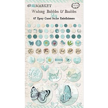 49 And Market Epoxy Coated Wishing Bubbles & Baubles 67/Pkg-Sky