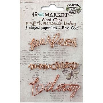 49 And Market Foundations Word Paperclips 3/Pkg-Perfect, Memories & Today In Rose Gold