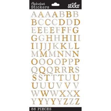 Sticko Alphabet Stickers-Gold Foil Goudy