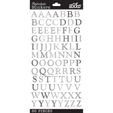 Sticko Alphabet Stickers-Silver Foil Goudy
