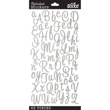 Sticko Alphabet Stickers-Sweetheart Script Silver Foil