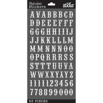 Sticko Alphabet Stickers-Carnival White Glitter