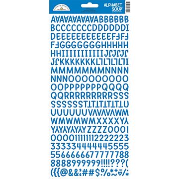 Doodlebug Alphabet Soup Puffy Stickers 6"X13"-Blue Jean
