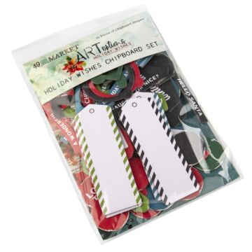 49 and Market ARToptions Holiday Wishes Chipboard Bits-61/Pkg