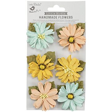 Little Birdie Alvero Paper Flowers 6/Pkg-Sunshine And Lemonade