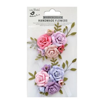Little Birdie Arion Paper Flowers 2/Pkg-Fairy Sparkle