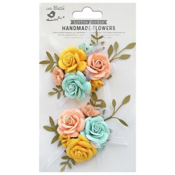 Little Birdie Arion Paper Flowers 2/Pkg-Sunshine And Lemonade