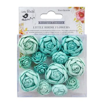 Little Birdie English Roses 13/Pkg-Arctic Ice