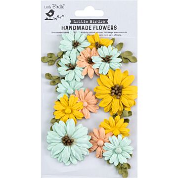 Little Birdie Fairy Garden Paper Flowers 5/Pkg-Sunshine And Lemonade