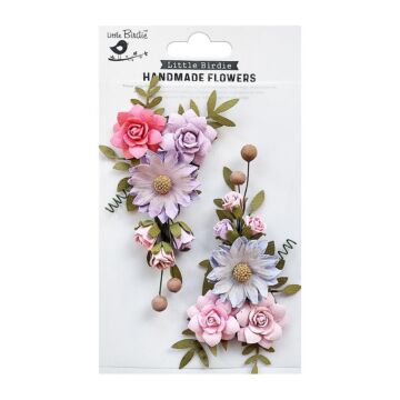 Little Birdie Fairy Rosa Paper Flowers 2/Pkg-Fairy Sparkle