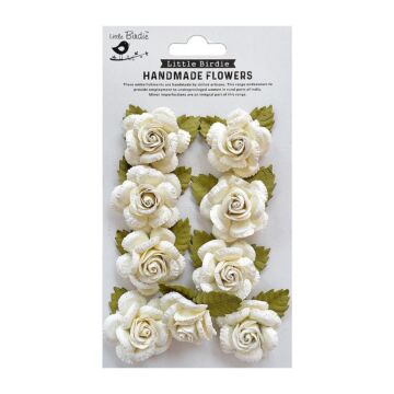 Little Birdie Karin Paper Flowers 8/Pkg-Shabby Chic