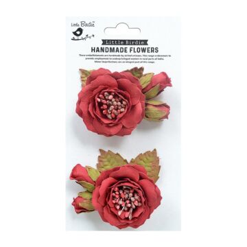 Little Birdie Marika Paper Flowers 2/Pkg-Love and Roses