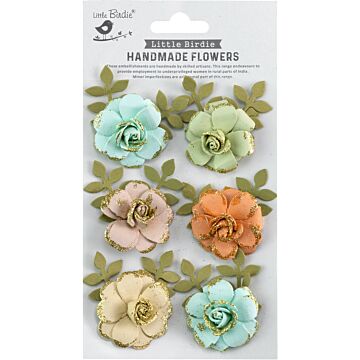 Little Birdie Pixie Rose Paper Flowers 6/Pkg-Woodland Stories