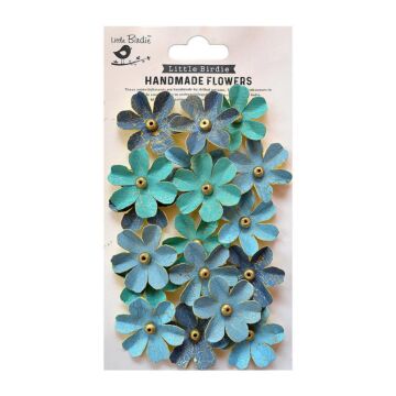 Little Birdie Zoey Washed Paper Flowers 18/Pkg-Aqua Medley