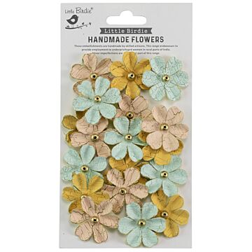 Little Birdie Zoey Washed Paper Flowers 18/Pkg-Sunshine And Lemonade