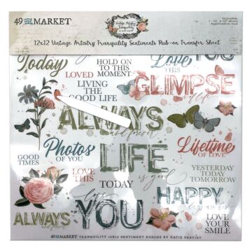 49 and Market Vintage Artistry Tranquility Rub-Ons 12"X12" 1/Sheet-Sentiments
