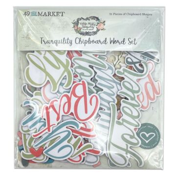 49 And Market Vintage Artistry Tranquility Chipboard Word Set-51/Pkg