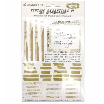 49 and Market Essential Rub-Ons 6"X8" 2/Sheets-Vintage Essentials 01