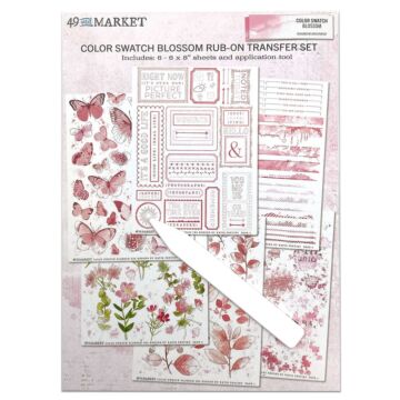49 And Market Color Swatch: Blossom Rub-Ons 6"X8"-6 Sheets