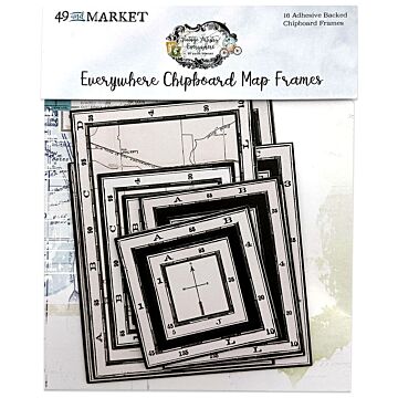 49 and Market Vintage Artistry Everywhere Chipboard Frame Set-Map
