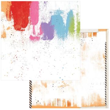 49 and Market Spectrum Gardenia Double-Sided Cardstock 12"X12"-Painted Foundations- Brushstrokes