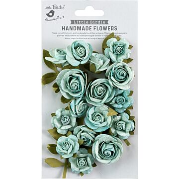 Little Birdie Foina Paper Flowers 20/Pkg-Ocean Mist