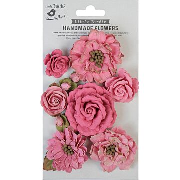 Little Birdie Lolita Paper Flowers 7/Pkg-Rosy Note