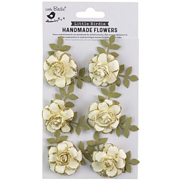 Little Birdie Pixie Rose Paper Flowers 6/Pkg-Amor Mio