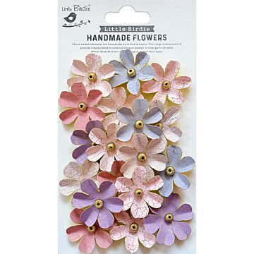 Little Birdie Zoey Washed Paper Flowers 18/Pkg-Fairy Sparkle