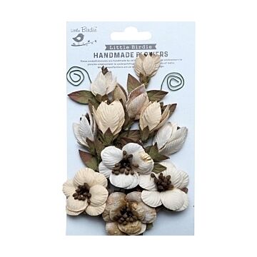 Little Birdie Denny Paper Flowers 13/Pkg-Ivory Pearl