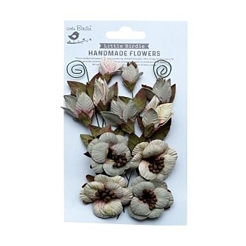 Little Birdie Denny Paper Flowers 13/Pkg-Earthy Moss