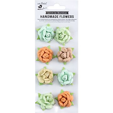 Little Birdie Angle Rose Paper Flowers 8/Pkg-Woodland Stories