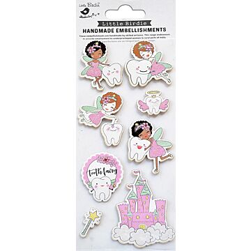 Little Birdie Baby Embellishments 8/Pkg-Tooth Fairy Pink