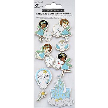 Little Birdie Baby Embellishments 8/Pkg-Tooth Fairy Blue