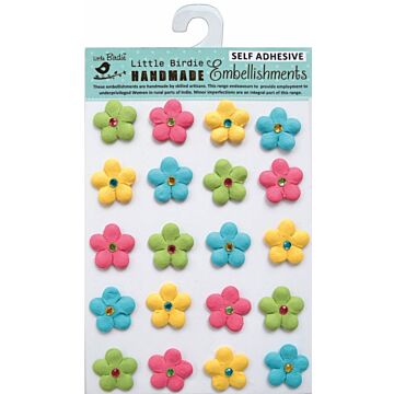 Little Birdie Embossed Jeweled Daisies 20/Pkg-Candy Crush