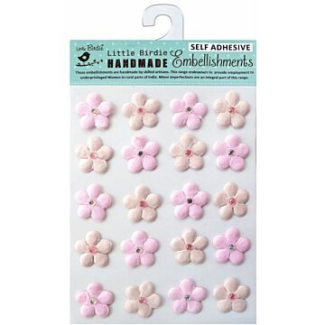 Little Birdie Embossed Jeweled Daisies 20/Pkg-Raspberry Ice