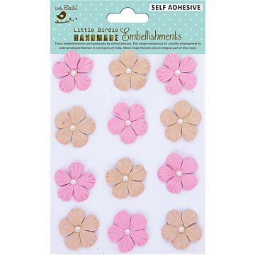 Little Birdie Embossed Pearl Petals 12/Pkg-Pink