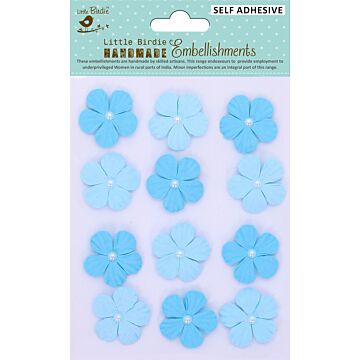 Little Birdie Embossed Pearl Petals 12/Pkg-Jamaican Sea
