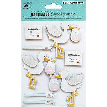 Little Birdie 3D Embellishment 8/Pkg-Hello Baby