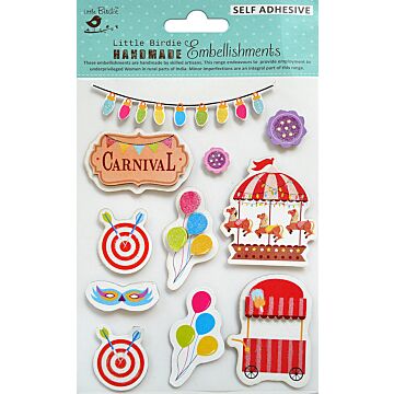 Little Birdie 3D Embellishment 11/Pkg-Colorful Carnival