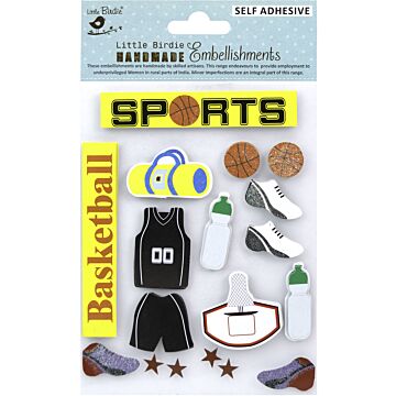 Little Birdie 3D Embellishment 16/Pkg-Basketball Champ