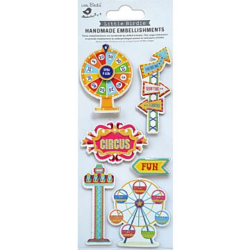 Little Birdie 3D Glitter Embellishment 6/Pkg-Show Time