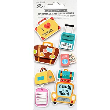 Little Birdie 3D Embellishment 7/Pkg-Travel Time