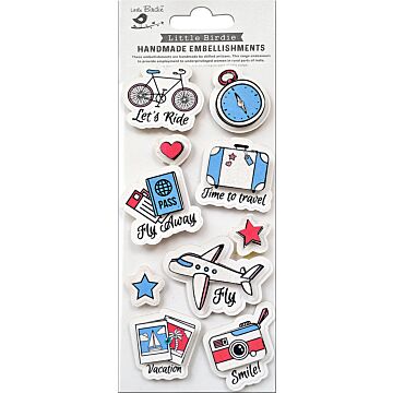 Little Birdie 3D Embellishment 10/Pkg-Time To Travel